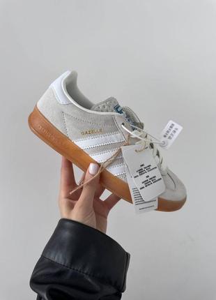 Кроссовки adidas gazelle «&nbsp;light grey / gum&nbsp;» premium1 фото