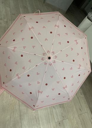 Продам парасольки рожева із сердечками в чохлі з логотипом компан
