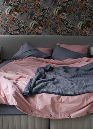 Комплект постельного белья семейный pink lake с натурального хлопка ранфорс 150х210 см 2 шт1 фото