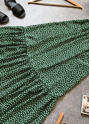 Красивое длинное платье миди макси shein шейн с коротким рукавом зеленая в цветы в цветочный принт ярусная платье3 фото