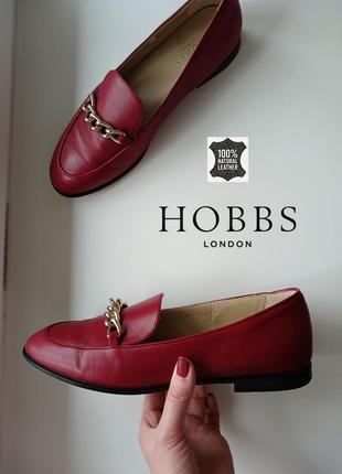 Шкіряні червоні лофери туфлі від англійського бренду hobbs натуральна шкіра