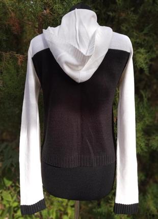 Толстовка jennyfer свитер кофта с капюшоном кенгуру худи чёрно-белая3 фото