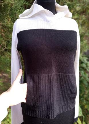 Толстовка jennyfer свитер кофта с капюшоном кенгуру худи чёрно-белая4 фото