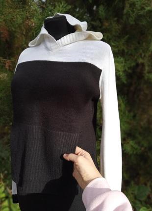Толстовка jennyfer свитер кофта с капюшоном кенгуру худи чёрно-белая5 фото