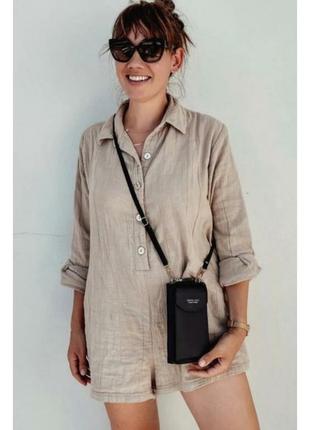 Сумка кошелек для телефона baellerry через плечо женская черная1 фото