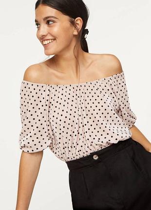 Вкорочений топ гофре в горошок oysho