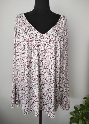 Трикотажная блузка туника в цветочный принт принтом 5xl р1 фото