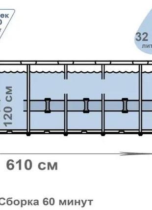Басейн каркасний круглий, intex 610х132 см, сходи, підстилка, тент, картриджний фільтр2 фото