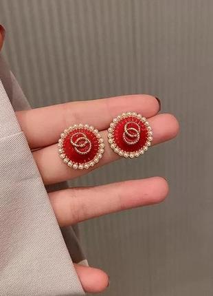 Серьги гвоздики chanel с кристаллами