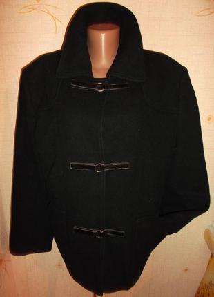 Пальто укороченное оверсайз черное шерсть кашемир  распродажа- 3хl -5xl- apart2 фото