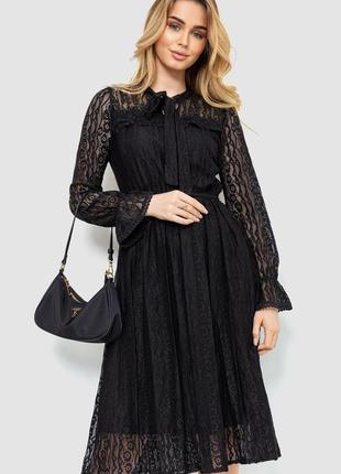 Роскошное кружевное женское платье миди черное платье из кружева нарядное платье кружево