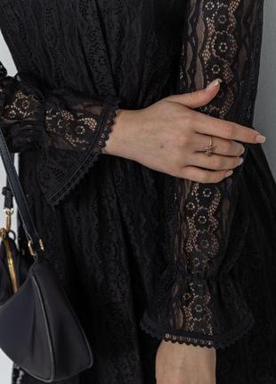 Роскошное кружевное женское платье миди черное платье из кружева нарядное платье кружево5 фото