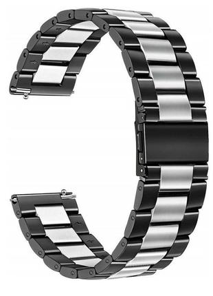 Ремінець металевий для годинника 20 мм rolex 3 bead design bla...