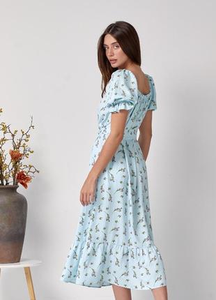 Сукня з штапелю квіти на блакитному2 фото