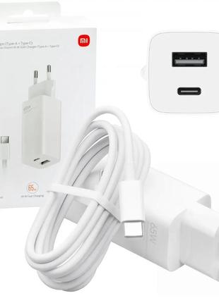 Зарядний пристрій xiaomi 65w gan 1a1c білий (bhr5515gl) + кабе...
