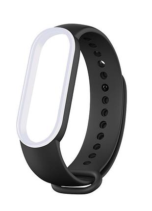Ремінець для фітнес-браслета xiaomi mi band 5, 6, 7 чорний c б...