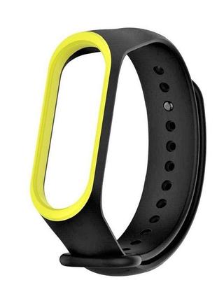 Ремінець для фітнес-браслета xiaomi mi band 5, 6, 7 чорний з ж...