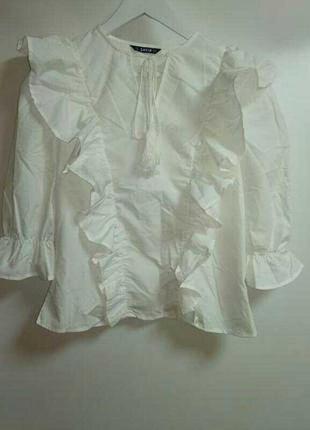 Роскошная блуза рубашка с воланами размера m сток #99#1 фото