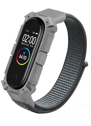 Ремінець для фітнес-браслету mi band 3, 4, 5, 6, 7 armor desig...