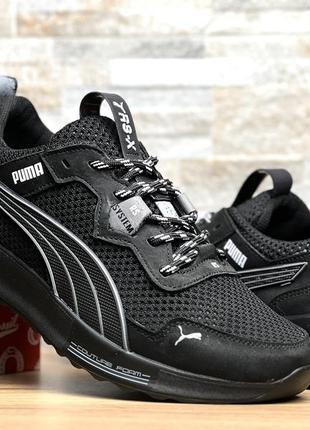 Кроссовки мужские puma rs-x black/grey кожа-сетка