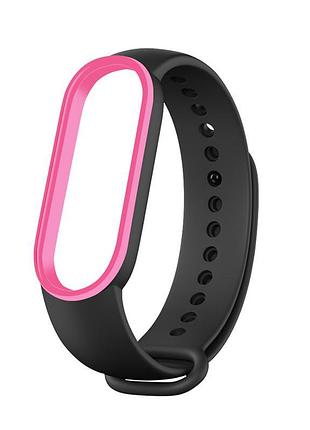Ремінець для фітнес-браслета xiaomi mi band 5, 6, 7 чорний з р...