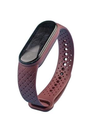 Ремінець для фітнес-браслету xiaomi mi band 5, 6, 7 коричневий
