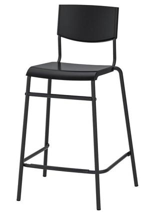 Stig стіг, барний стілець зі спинкою, чорний, сріблястий63 см