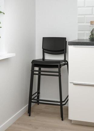 Stig стіг, барний стілець зі спинкою, чорний, сріблястий63 см3 фото