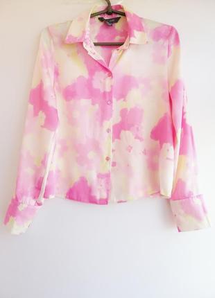 Блуза женская розовая мраморный принт