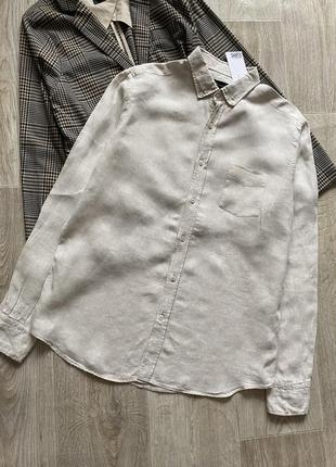 Massimo dutti женская льняная рубашка, лляна сорочка, льняная блузка, блуза4 фото