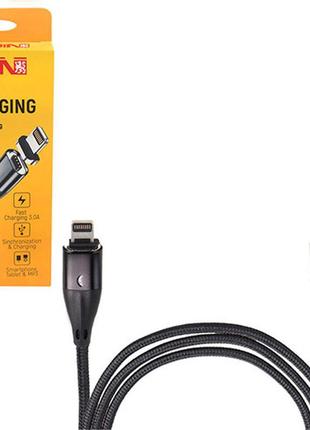 Кабель магнітний voin usb - lightning 3а, 2m, black (швидка за...