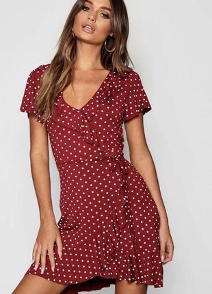 Летнее сарафан платье в горох boohoo s