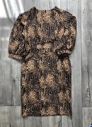 Платье леопардовое миди футляр1 фото