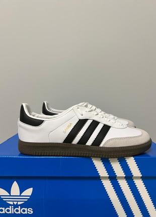 Жіночі шкіряні кросівки adidas samba white black адідас самба