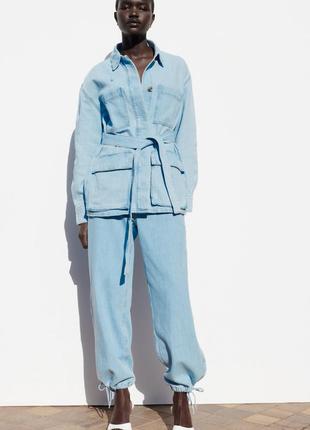 Джинсовая куртка/рубашка zara, коллекция 2023 года, размер xs и м