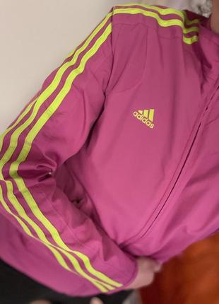 Винтажная женская малиновая ветровка мастерка с салатными лампасами adidas neon rosa  s-m5 фото