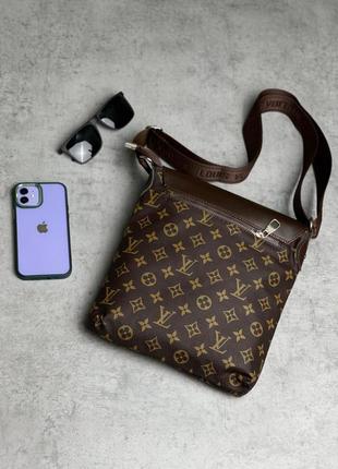 Сумка - месенджер шкіряний louis vuitton коричневий (велик.)🔥🔥2 фото