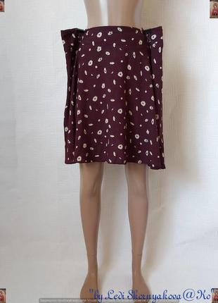 Фирменная f&f просторная мини юбка со 100 % вискозы цвета марсала/бордо, размер 2хл1 фото