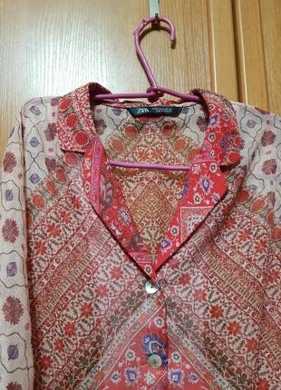 Укороченная блузочка зара, лёгкая бежево-красная блузка, футболка - блуза6 фото