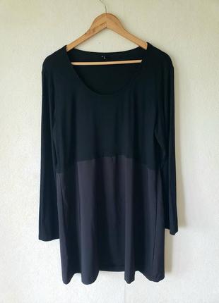 Черное базовое платье футболка glamz с трикотажным верхом