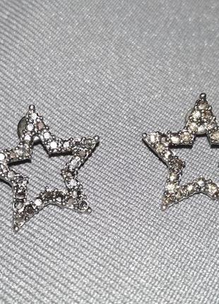Сережки гвоздики зі стразами зірки біжутерія пусети