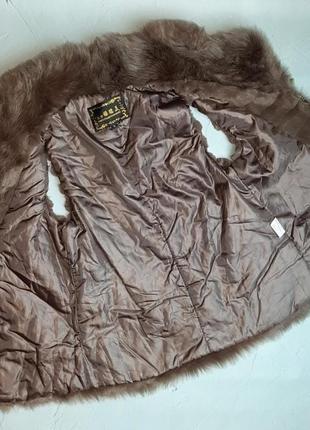 🎁1+1=3 нюдово-бежева хутряна жилетка куртка демісезон, розмір 46 — 484 фото
