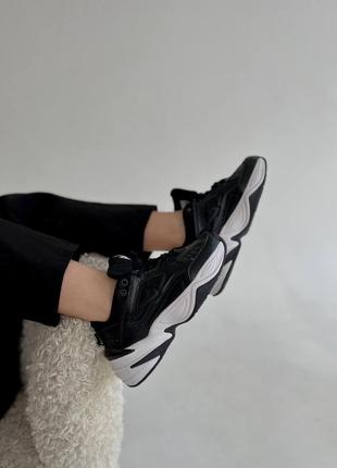Женские легкие качественные стильные кроссовки nike m2k tekno черные, течно разграждающий4 фото