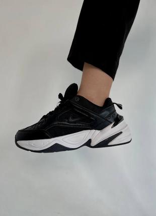 Женские легкие качественные стильные кроссовки nike m2k tekno черные, течно разграждающий9 фото