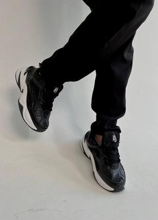 Женские легкие качественные стильные кроссовки nike m2k tekno черные, течно разграждающий6 фото