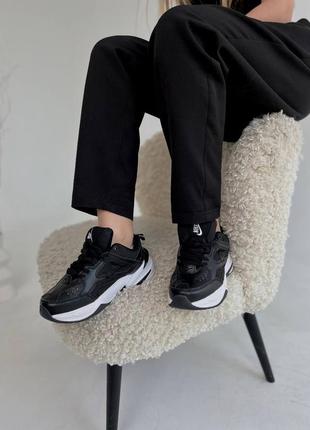 Женские легкие качественные стильные кроссовки nike m2k tekno черные, течно разграждающий3 фото