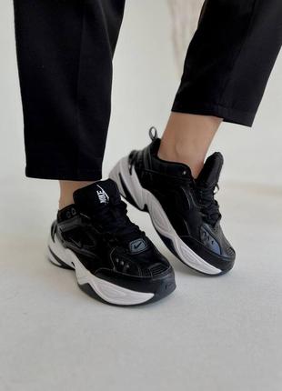 Женские легкие качественные стильные кроссовки nike m2k tekno черные, течно разграждающий8 фото