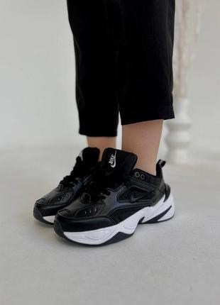 Женские легкие качественные стильные кроссовки nike m2k tekno черные, течно разграждающий7 фото