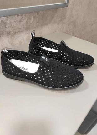 Мокасины женские, сетка, перфорация