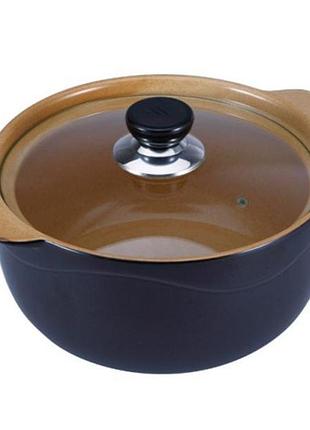 Каструля wellberg vigoroso brown 3.5л з вогнетривкої кераміки ...